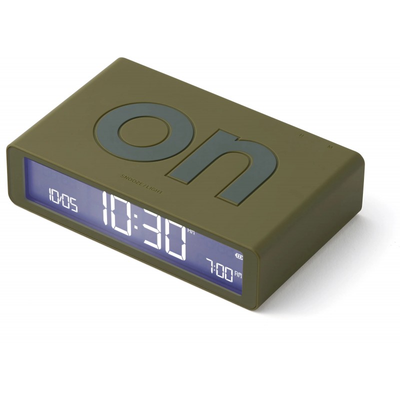 Radio Réveil Design Adrian&Jeremy Wright LEXON Flip Classic Kaki Écran LCD Rechargeable par USB-C - LR157K9