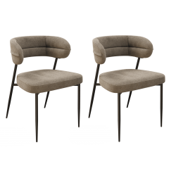 Lot de 2 Chaises en Tissu Intérieures Design AKANTE Londres Twill Beige 4 Pieds en Acier Laqué Noir Mat - CH142BG