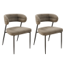 Lot de 2 Chaises en Tissu Intérieures Design AKANTE Londres Twill Beige 4 Pieds en Acier Laqué Noir Mat - CH142BG