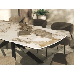 Lot de 2 Chaises en Tissu Intérieures Design AKANTE Londres Twill Beige 4 Pieds en Acier Laqué Noir Mat