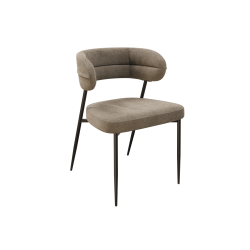 Chaises en Tissu Intérieures Design AKANTE Londres Twill Beige 4 Pieds en Acier Laqué Noir Mat - CH142BG