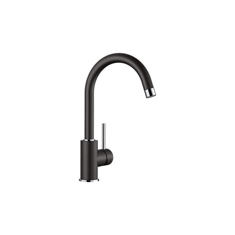 Mitigeur d'Évier de Cuisine BLANCO Mida Col de Cygne Orientable à 360° Noir - 526145 - NEUF