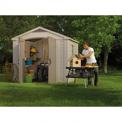 Abri de Jardin 8.1m² KETER Factor 8x11 en Résine Beige et Marron - 17197917 - NEUF
