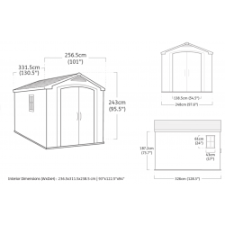 Abri de Jardin 8.1m² KETER Factor 8x11 en Résine Beige et Marron