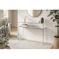 Console Moderne en Verre avec Tablette en Céramique Marbre Doro AKANTE Aurora Design