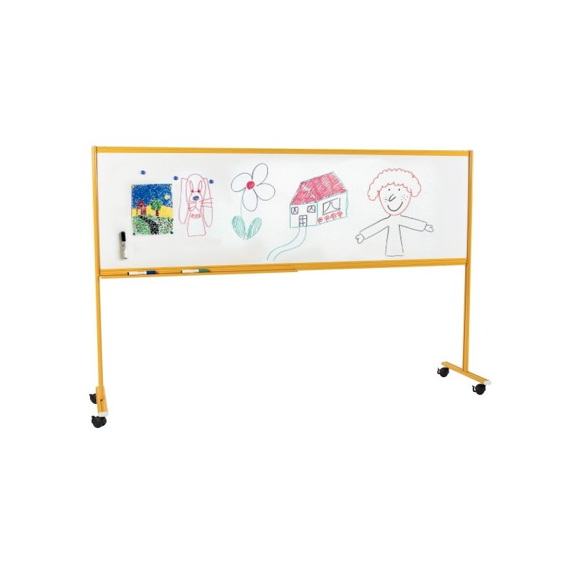 Tableau Blanc Effaçable et Magnétique Double Face Sur Pieds pour Enfants 60x200cm - 8569