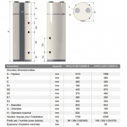 Chauffe-Eau Thermodynamique 260L TOSHIBA Estia Vertical