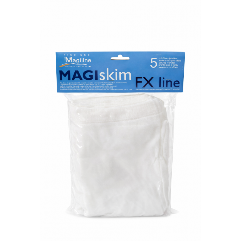 Pack 5 Pré-Filtres de Piscine MAGILINE MAGIskim FXline adaptés à tous les paniers de filtration jusqu'à Ø27cm - FOA1744XX