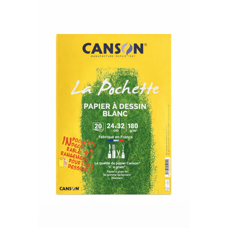 Lot de 42 Paquets de Papier à Dessin Blanc 840 Feuilles CANSON C à Grain 24x32cm 180g/m²