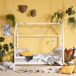 Lit Cabane Blanc 70x140cm PRÉMAMAN Prémissori Montessori pour Bébé et Enfant