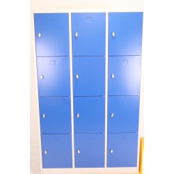 Vestiaire 12 Casiers Multicases 190x120x45cm Moraillon Porte Cadenas Gris et Bleu - NT.MU.12 - NEUF