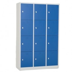 Vestiaire 12 Casiers Multicases 190x120x45cm Moraillon Porte Cadenas Gris et Bleu - NT.MU.12 - NEUF Déclassé
