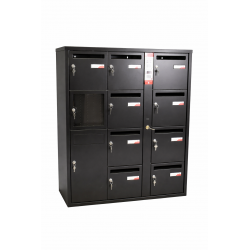 Bloc de 11 Boîtes aux Lettres RENZ Collective Intérieur Mural Noir - 3x4 - NEUF Déclassé