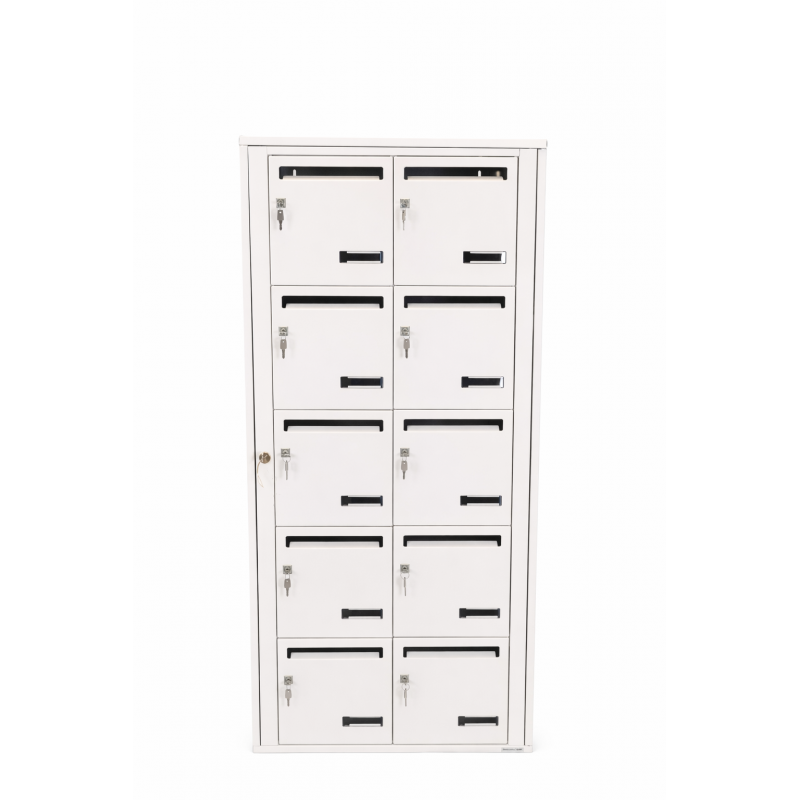 Bloc de 10 Boites aux Lettres LEABOX Collective Intérieur Mural Blanc - 2x5