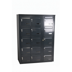 Bloc de 15 Boîtes aux Lettres LEABOX Collective Extérieur Anthracite Sans Pieds - 3x5 - NEUF Déclassé