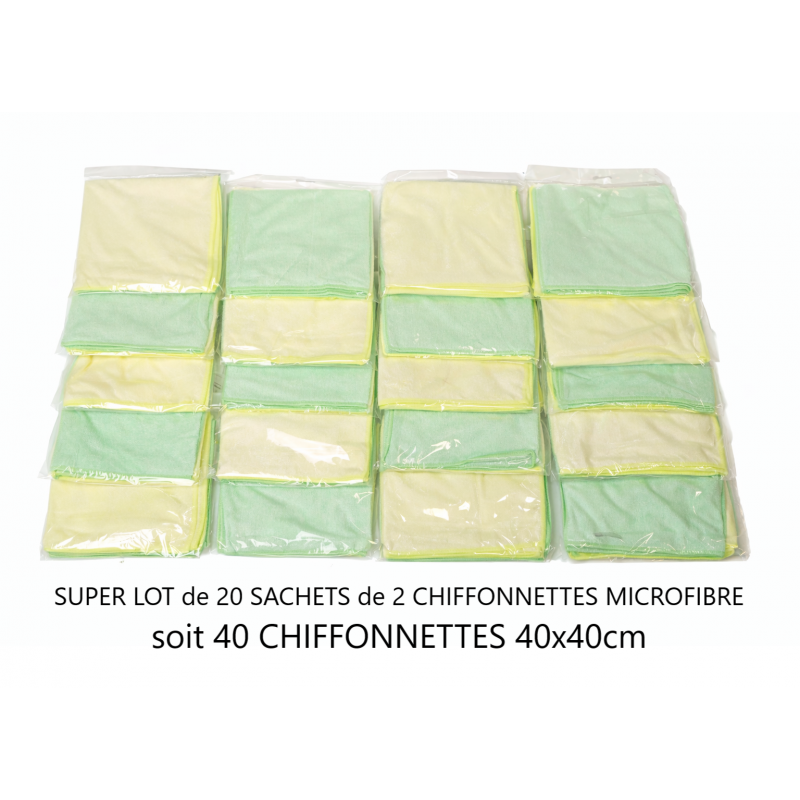 Lot de 40 Chiffonnettes Lavettes Microfibre 40x40cm Super Qualité Trico Star K Multi usage - 615.900.212