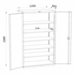 Armoire Haute d'Atelier HECO 2 Portes H1980xL1200xP600mm Sans Étagères Bleu - 162 2 - NEUVE