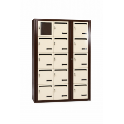 Bloc de 14 Boîtes aux Lettres avec 1 Panneau d'Affichage LEABOX Collective Intérieur Mural Marron et Beige - 3x5