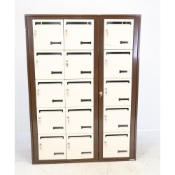 Bloc de 15 Boîtes aux Lettres LEABOX Collective Intérieur Mural Marron Portes Beiges - 3x5