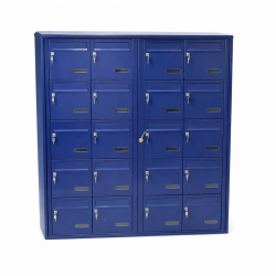 Bloc de 20 Boîtes aux Lettres LEABOX Collective Extérieur Bleu Sans Pieds - 4x5