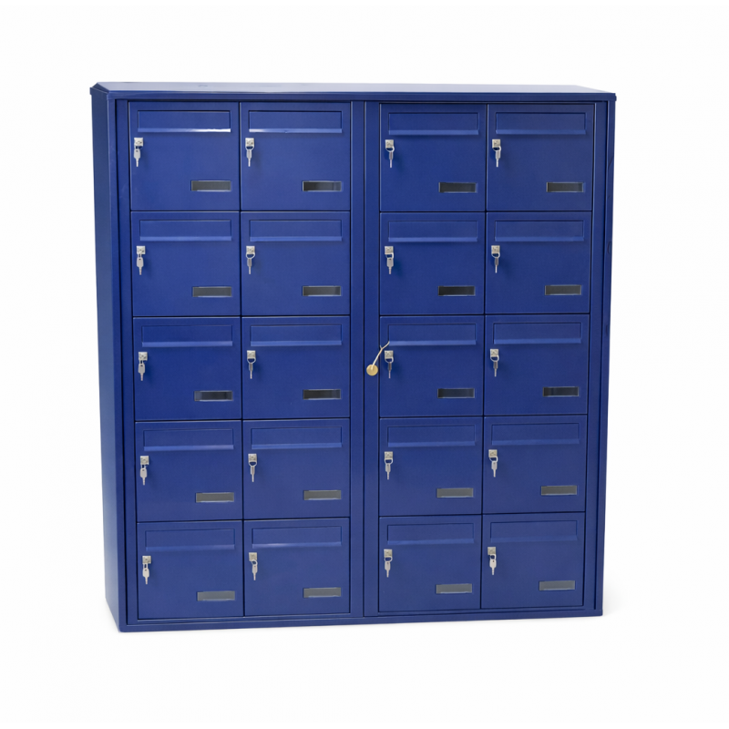 Bloc de 20 Boîtes aux Lettres LEABOX Collective Extérieur Bleu Sans Pieds - 4x5