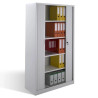 Armoire de Bureau à Rideaux OFFIDEV L1200xP457xH1950mm avec 4 Tablettes Réglables Gris - SDC.1912.W