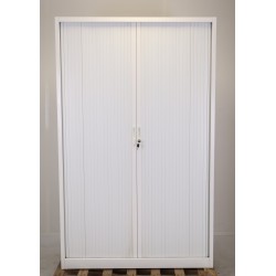 Armoire de Bureau à Rideaux OFFIDEV L1200xP457xH1950mm avec 4 Tablettes Réglables Gris - SDC.1912.W