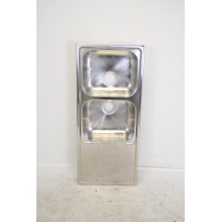 Évier de Cuisine 2 Bacs et 1 Égouttoir AQUATOP Portofino 116x50cm Bonde Ø90mm Réversible Inox Lisse - EV4821 IL