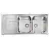 Évier de Cuisine 2 Bacs et 1 Égouttoir AQUATOP Portofino 116x50cm Bonde Ø90mm Réversible Inox Lisse - EV4821 IL - NEUF Déclassé
