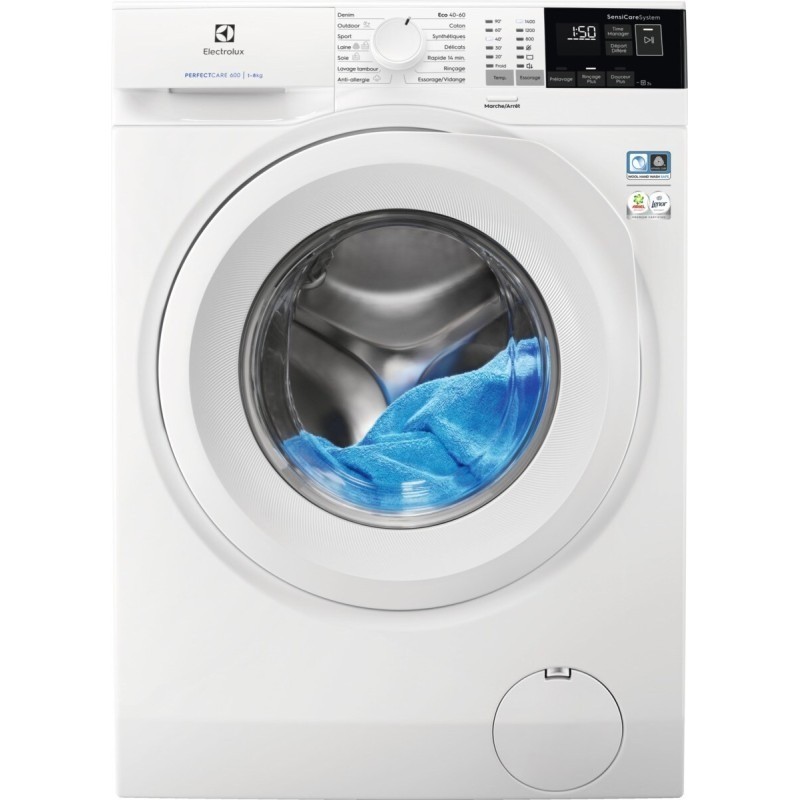 Lave Linge Hublot 8kg ELECTROLUX Frontal 53L 1400tr/min Blanc - EW6F4805AW - NEUF Déclassé