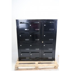 Bloc de 12 Boîtes aux Lettres LEABOX Collective Intérieur Mural Noir - 3x4 - NEUF