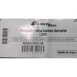 Couronne 100m Tube Polyéthylène Basse Densité NOVAFLEX LD-PE Ø08x10mm Noir - PE080100NL100