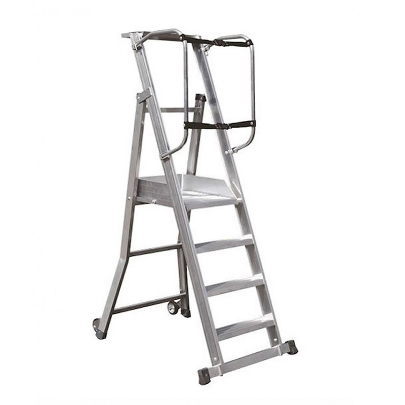 Échelle Plateforme Roulante Mobile Aluminium MANUEST Pirl4 4 Marches 2 Roulettes - 8MESDP44D0NAU