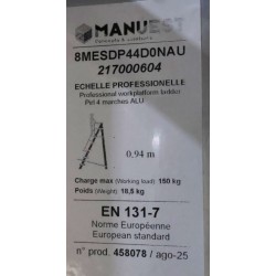 Échelle Plateforme Roulante Mobile Aluminium MANUEST Pirl4 4 Marches 2 Roulettes - 8MESDP44D0NAU
