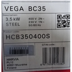 Poêle Électrique pour Sauna 3.5kW HARVIA Vega Compact BC 35 avec Unité de Contrôle Intégré Sans Pierre