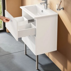 Meuble Vasque Céramique 2 Tiroirs VITRA Mia avec Miroir et Led - 75071