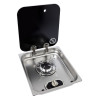 Plaque de Cuisson 1 Feu à Gaz NAVYLOAD avec Couvercle Fumé Inox 1750W - NL.21001 - NEUVE