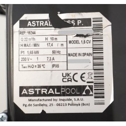 Pompe de Filtration de Piscine ASTRALPOOL Glass Plus 1,5CV 20m3/h - 15244