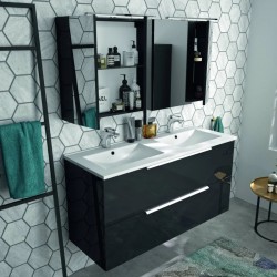 Plan Double Vasque en Céramique NEOVA Angelo 121x46cm Blanc