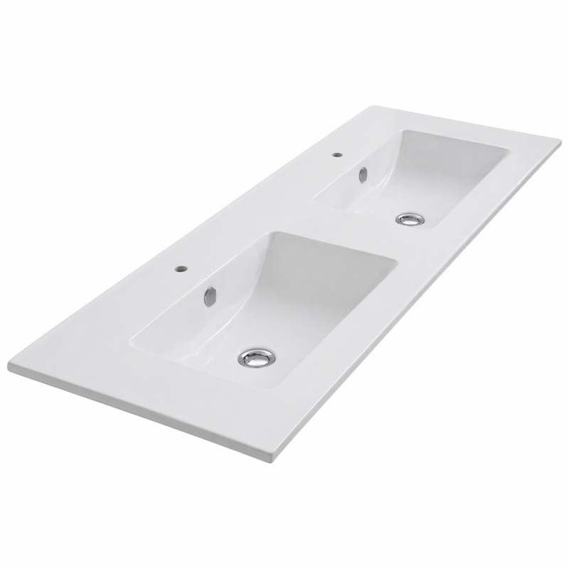 Plan Double Vasque en Céramique NEOVA Angelo 121x46cm Blanc - A0508412