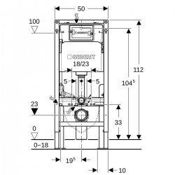 Bâti-Support Autoportant Renforcé pour WC Suspendu GEBERIT Duofix 112cm Réservoir à Encastrer Delta 12cm