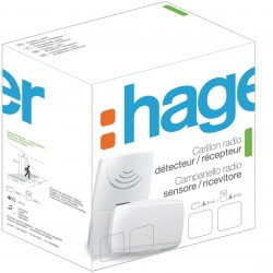 Pack Carillon Détecteur de Passage + Récepteur HAGER Radio 230V 10 Mélodies + Flash  - 53625