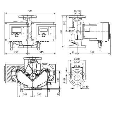 Circulateur Double Intelligent à Rotor Noyé WILO Stratos-Maxo-D-80-0,5-16-PN10-R7 pour Système de Chauffage - 2217991