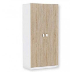 Armoire 2 Portes PRÉMAMAN Robin Blanc et Imitation Bois H180.9xL88.3cm - 364.175 - NEUVE Déclassé