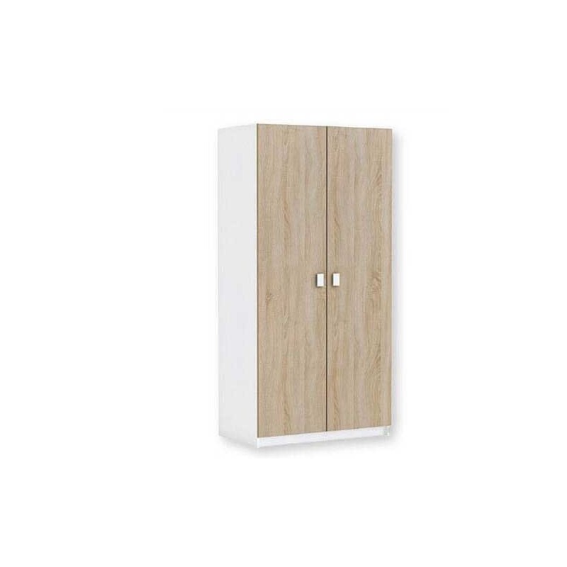 Armoire 2 Portes PRÉMAMAN Robin Blanc et Imitation Bois H180.9xL88.3cm - 364.175 - NEUVE Déclassé