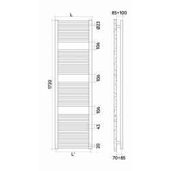 Sèche-Serviettes Eau Chaude 929W IRSAP Arès Blanc 1720x580mm