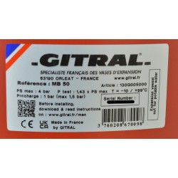 Vase d'Expansion 50L GITRAL MB50 130G005000