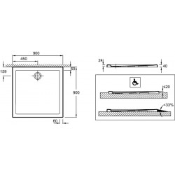 Receveur de Douche Carré 90x90cm JACOB DELAFON Kyreo Extra-Plat Blanc