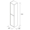 Meuble Colonne de Salle de Bain SALGAR Noja Vert Satin H1400xL300mm