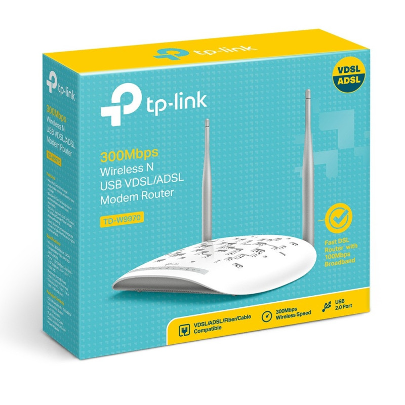 Modem Routeur VDSL/ADSL WiFi N 300 Mbps TP-LINK TD-W9970 4 x 10/100 Mbps Lan Wifi 802.11 b/g/n - 64168 - NEUF